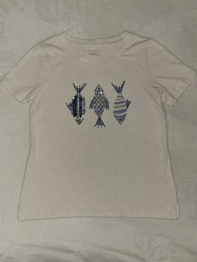 NWOT Talbots Fish Graphic Sequin T-Shirt